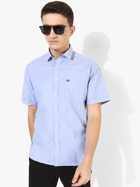 

Blue Self Design Regular Fit Casual Shirt