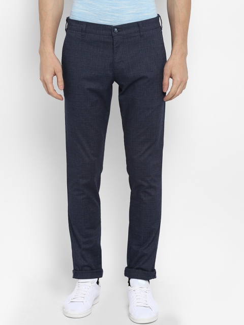 

Parx Men Navy Blue Slim Fit Self Design Regular Trousers