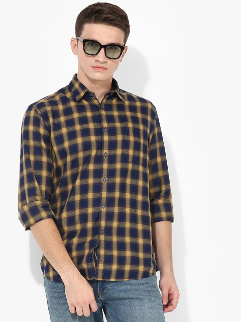 

Navy Blue Checked Regular Fit Casual Shirt