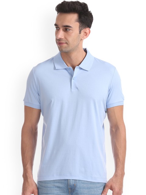 

Arrow Men Blue Solid Polo Collar T-shirt
