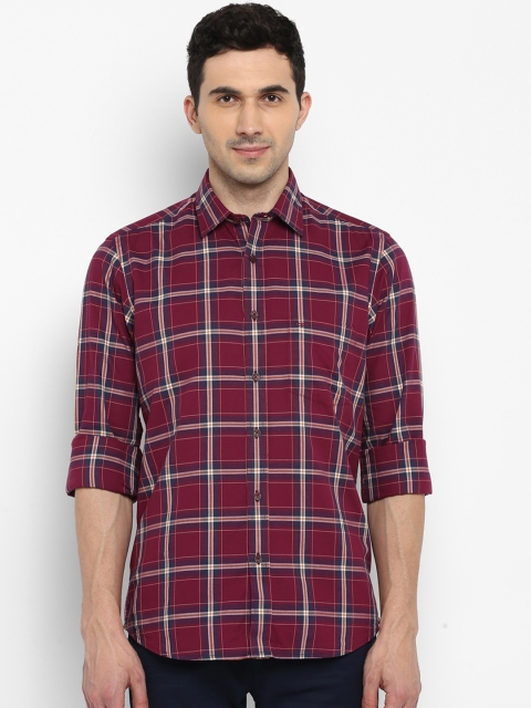 

ColorPlus Men Maroon Tailored Fit Checked Casual Shirt