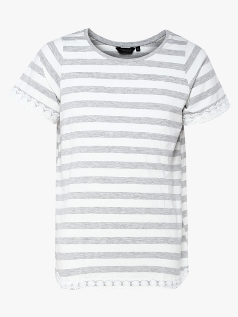 

Grey Striped Round Neck T Shirt