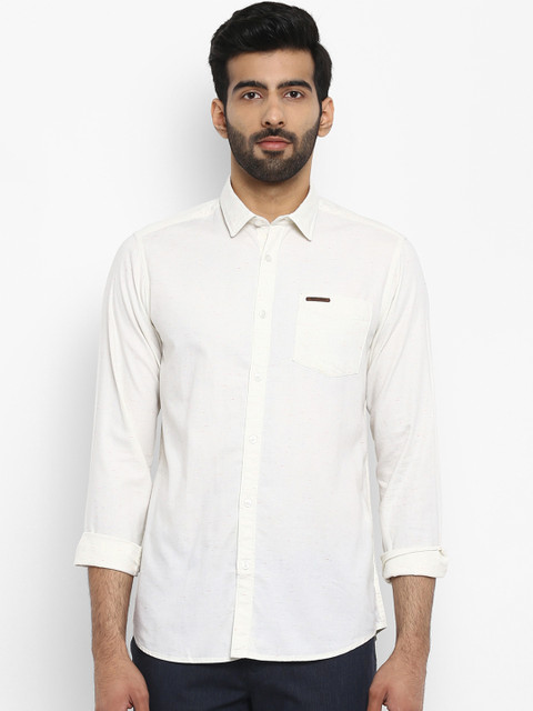 

ColorPlus Men Off-White Contemporary Regular Fit Solid Casual Shirt