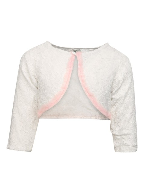

A Little Fable Off-White Lace Button Shrug