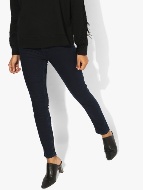 

Navy Blue Solid Mid Rise Regular Fit Jeans