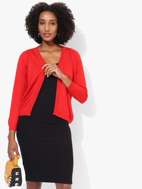 Red Solid Cardigan