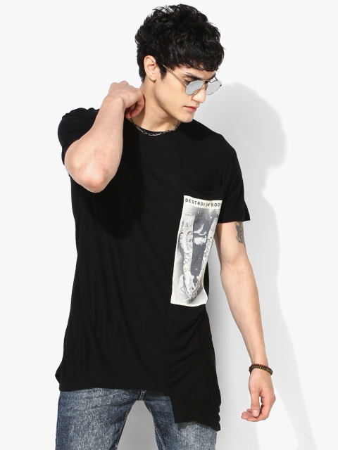 

Black Printed Slim Fit Round Neck T-Shirt