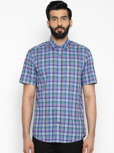 

ColorPlus Men Blue & White Tailored Fit Checked Casual Shirt
