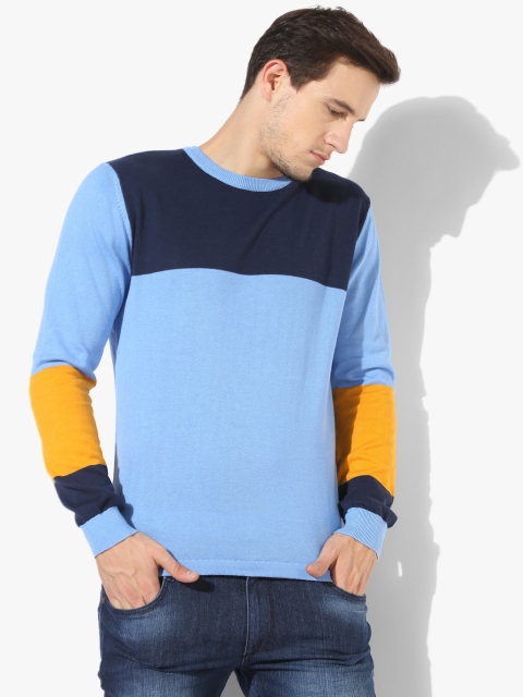 

Blue Solid Round Neck Sweater
