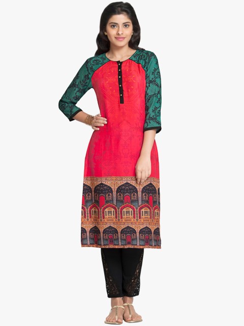 

Naari Women Red Printed Straight Kurta