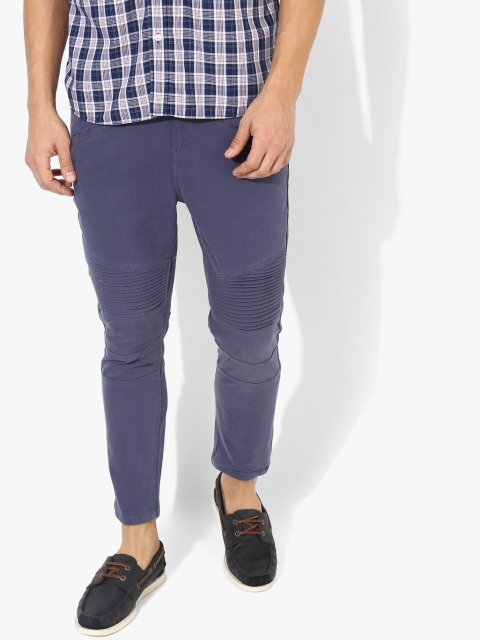 

Blue Solid Mid-Rise Slim Fit Chinos