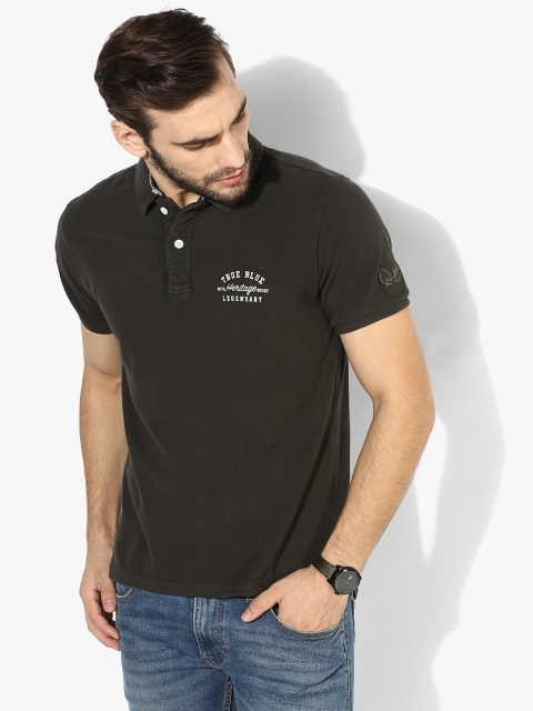 Olive Printed Slim Fit Polo T-Shirt