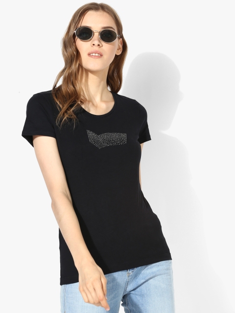 

Black Printed Regular Fit Round Neck T-Shirt