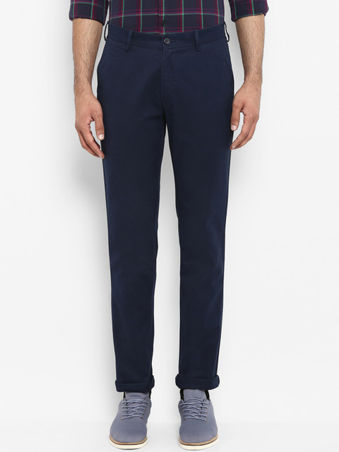 

ColorPlus Men Navy Blue Regular Fit Solid Regular Trousers