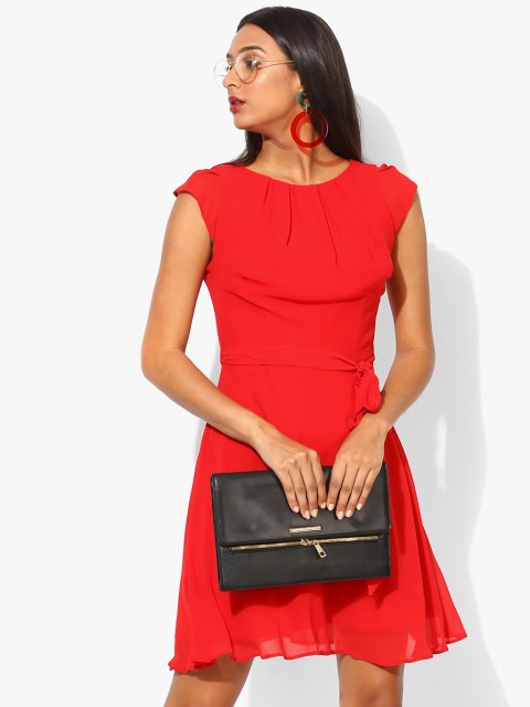 

Red Solid Fit And Flare Dress