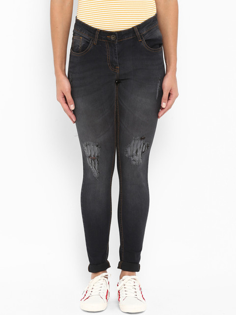 

Park Avenue Women Black Slim Fit Mid-Rise Mildly Distressed Stretchable Jeans