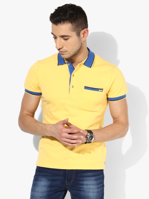 

Yellow Solid Polo Collar T-shirt
