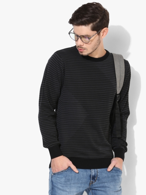 

Proline Men Black & Grey Striped Round Neck Sweater