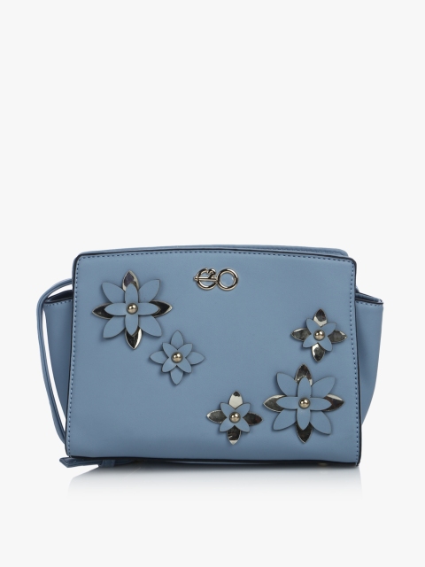 

Blue Sling Bag With Floral Detailings