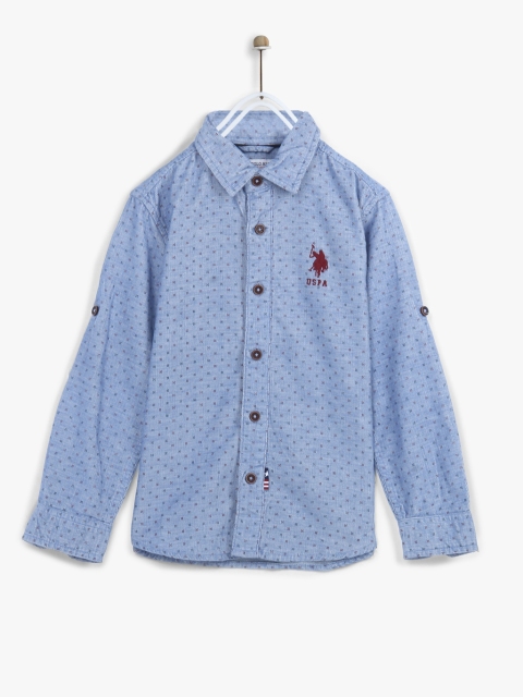 

U.S. Polo Assn. Kids Boys Blue Regular Fit Printed Casual Shirt