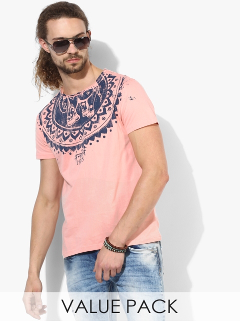 

Pack Of 2 Multicoloured Printed Regular Fit Round Neck T-Shirts, Multi