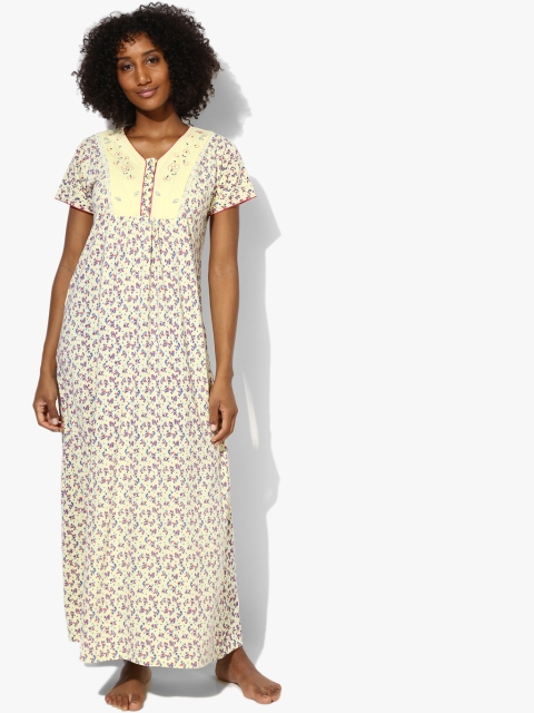 

Sweet Dreams Yellow & Blue Printed Maxi Nightdress