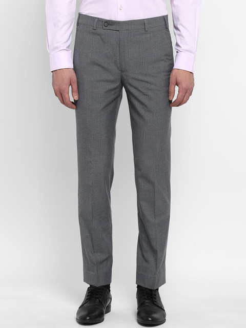 

Park Avenue Men Grey Slim Fit Self Design Formal Trousers