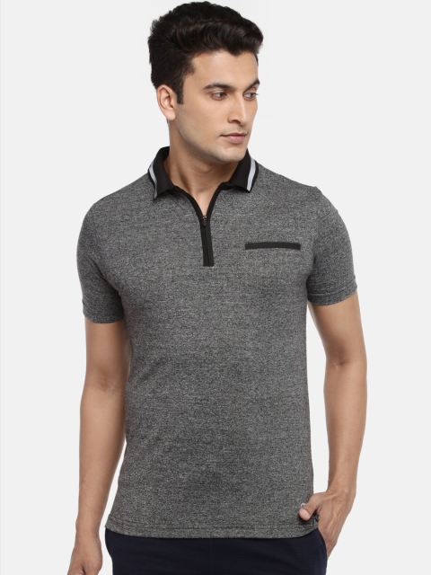 

Ajile by Pantaloons Men Grey Melange Solid Polo Collar T-shirt