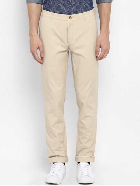 

ColorPlus Men Beige Regular Fit Solid Regular Trousers