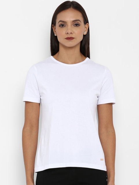 

Park Avenue Women White Solid Round Neck T-shirt