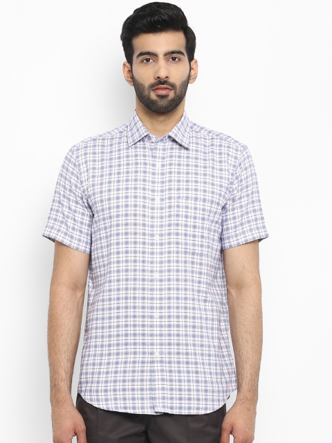 

ColorPlus Men Blue & White Tailored Fit Checked Casual Shirt