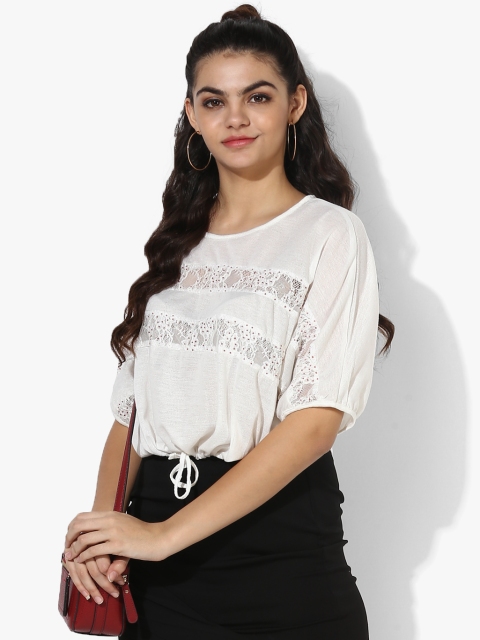 

CAMLA Women Off-White Embellished Blouson Top