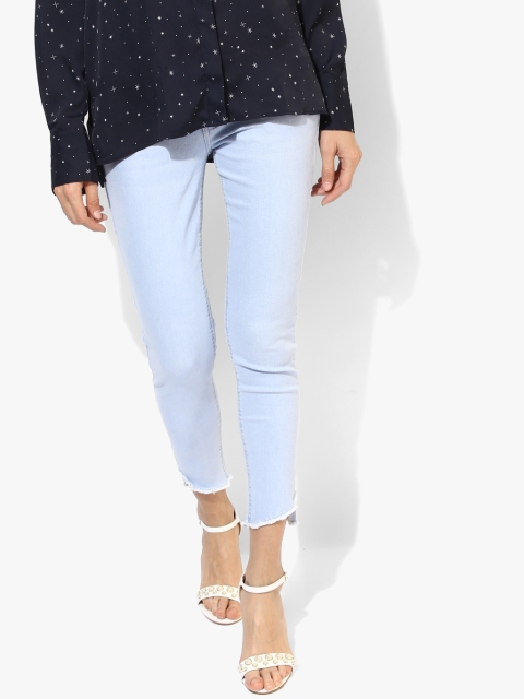 

Light Blue Solid Mid Rise Skinny Fit Jeans