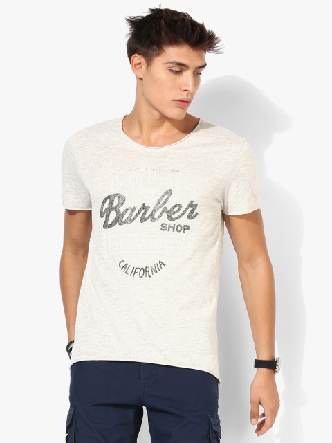 

Off White Printed Round Neck T-Shirt