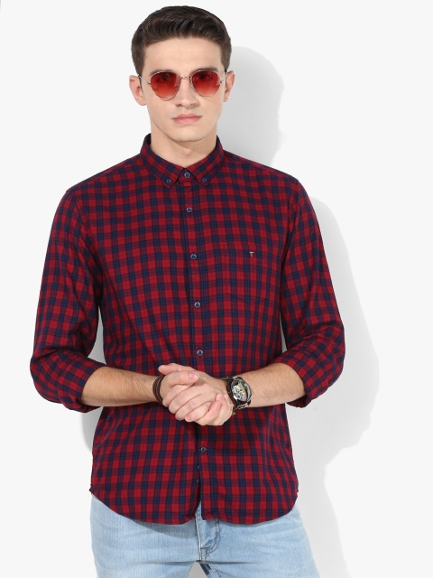 

Red Checked Slim Fit Casual Shirt