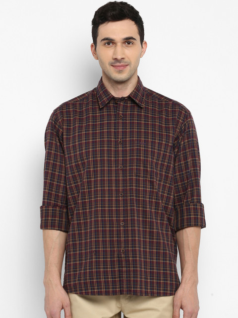 

ColorPlus Men Maroon Regular Fit Checked Casual Shirt