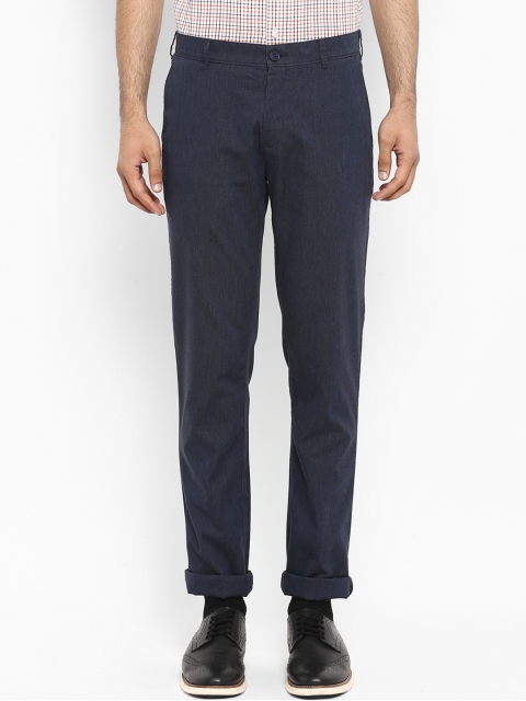 

ColorPlus Men Navy Blue Regular Fit Solid Regular Trousers