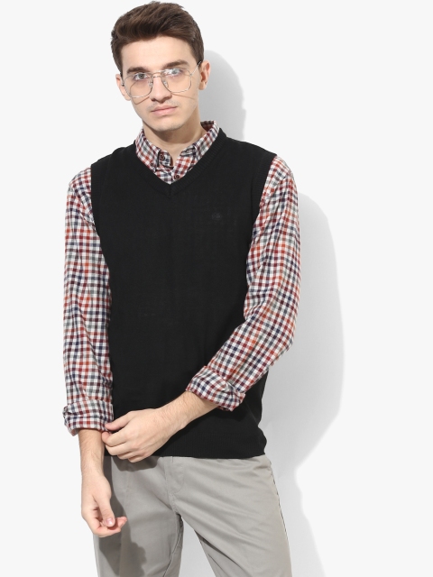 

Black Solid Sweater Vest