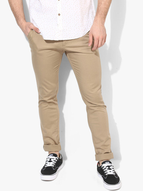 

Beige Solid Slim Fit Chinos