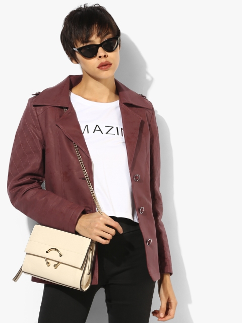 

Mauve Solid Polyurethane Winter Jacket