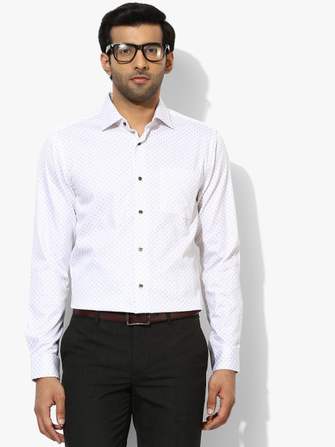 

White Printed Slim Fit Formal Shirt