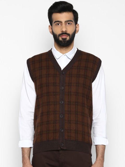 

ColorPlus Men Brown Checked Cardigan