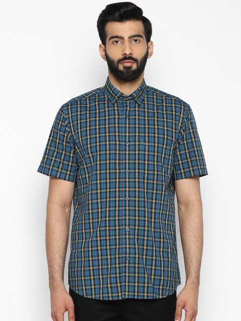 

ColorPlus Men Blue & Yellow Tailored Fit Checked Casual Shirt