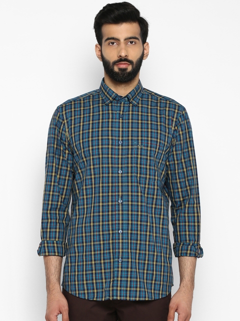 

ColorPlus Men Blue Tailored Fit Checked Casual Shirt