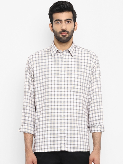 

ColorPlus Men Brown & White Regular Fit Checked Casual Shirt
