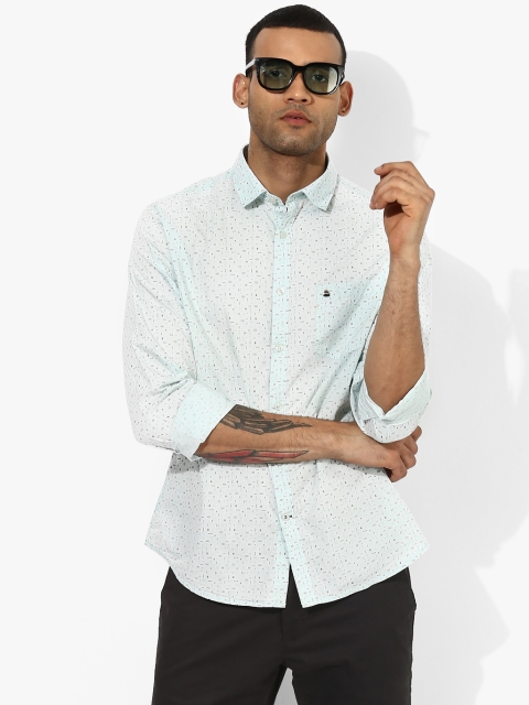 

Blue Printed Slim Fit Casual Shirt