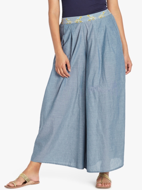

Blue Printed Flared Fit Palazzo