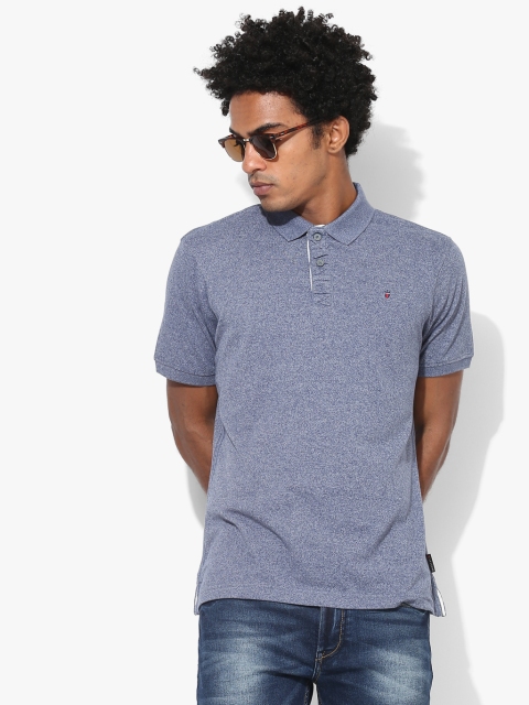

Blue Textured Regular Fit Polo T-Shirt