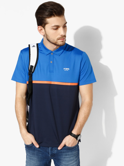 

U.S. Polo Assn. Men Navy Blue Colourblocked Polo Collar T-shirt