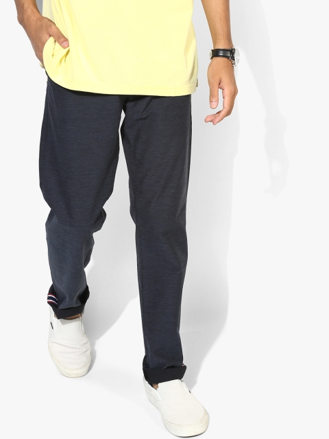 

Navy Blue Self Design Regular Fit Chinos
